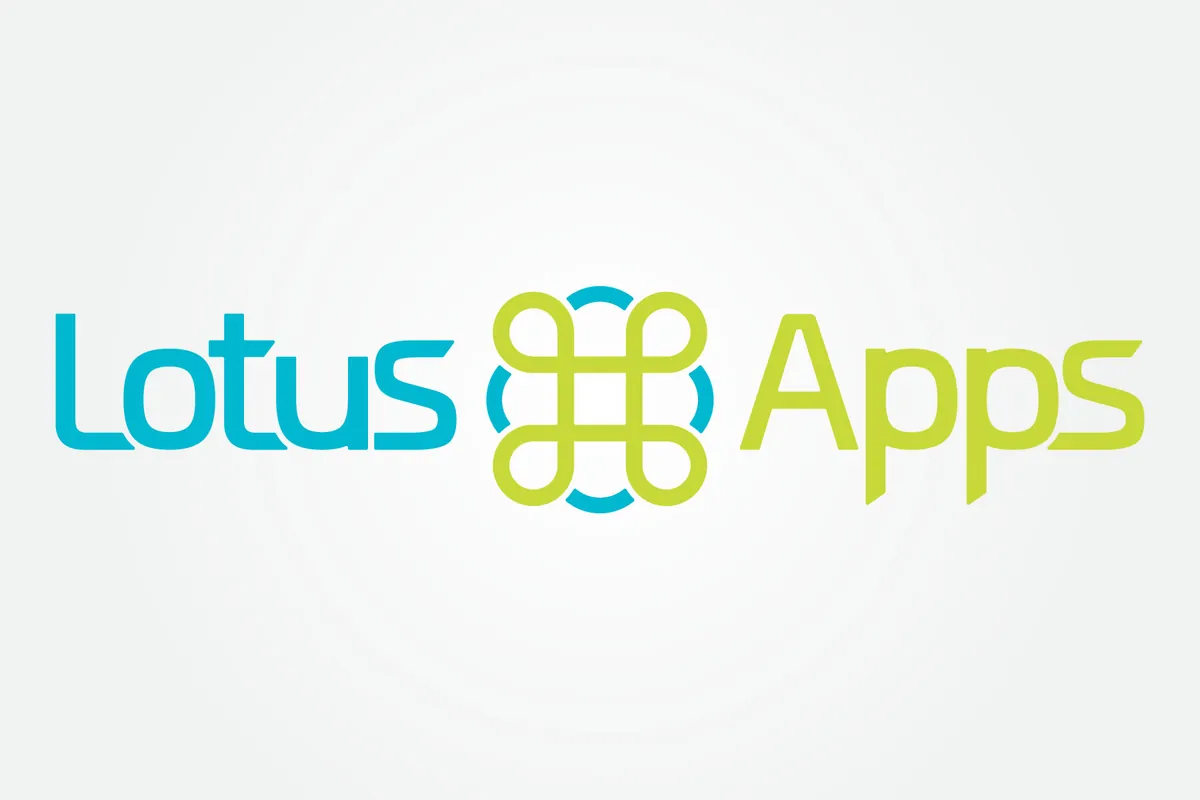 The Lotus Apps logo: Lotus in blue and Apps in green around a command-key symbol.